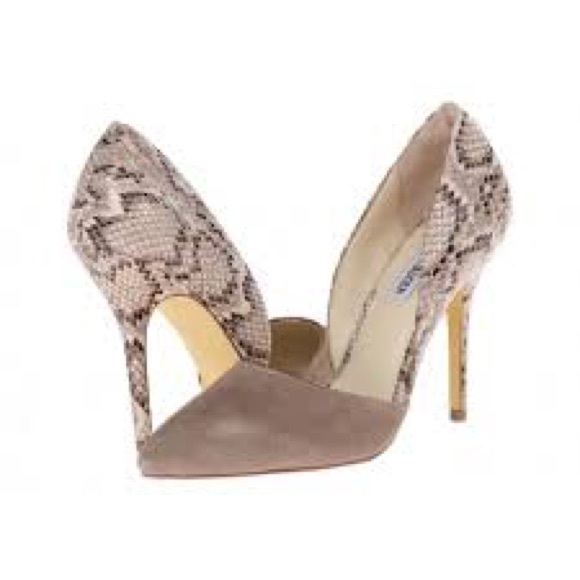 Steve Madden Shoes - Steve Madden | Taupe Suede-Snakeskin Heels US 9.5